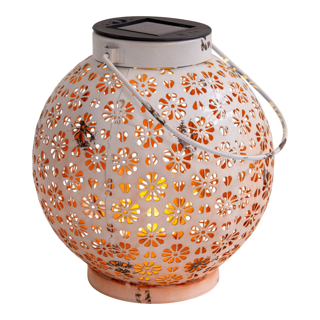 LED solcellelykt hvit jern 2-pk Ø18 cm IP44 Näve detalj