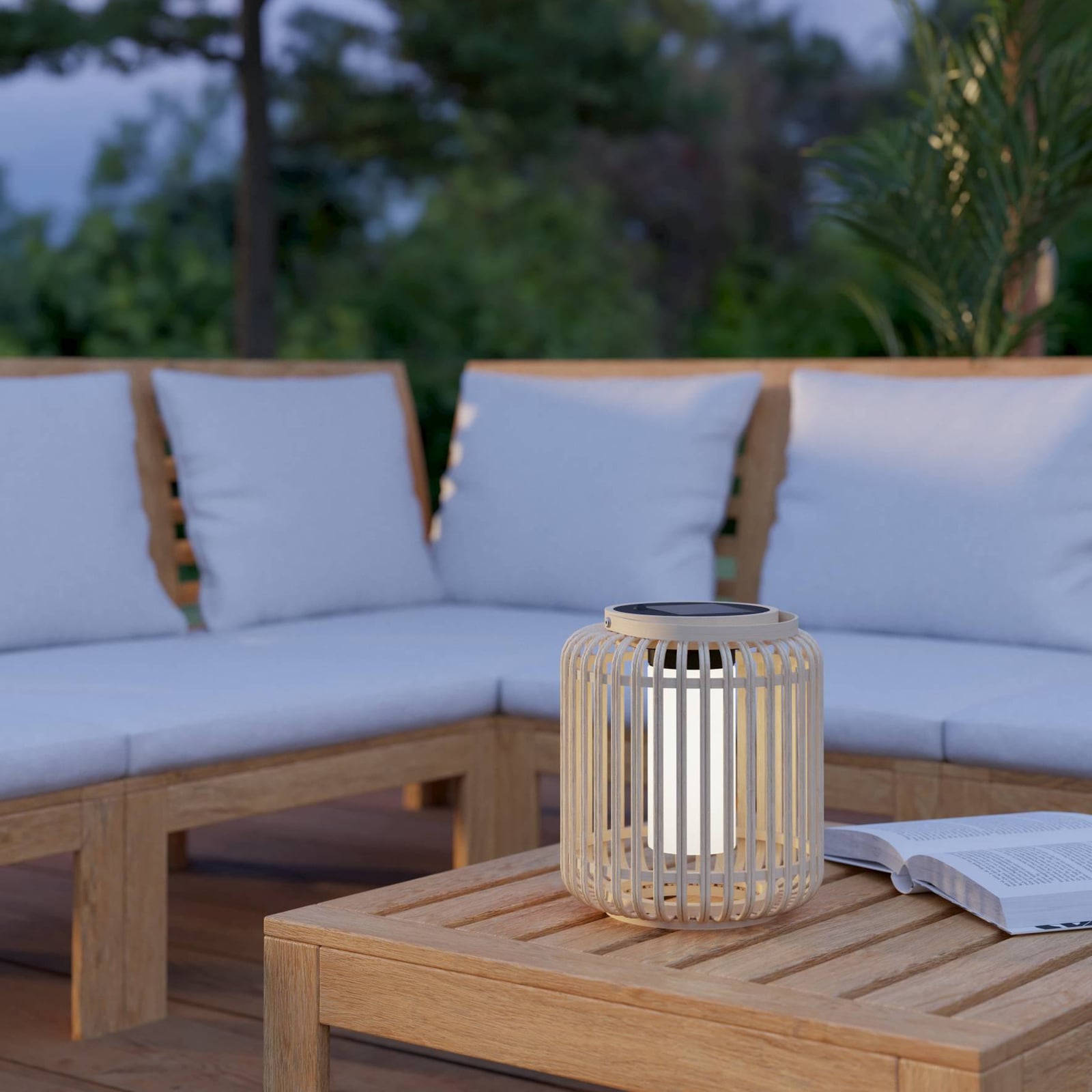 LED solcellelykt Marliano dimbar tre bakside