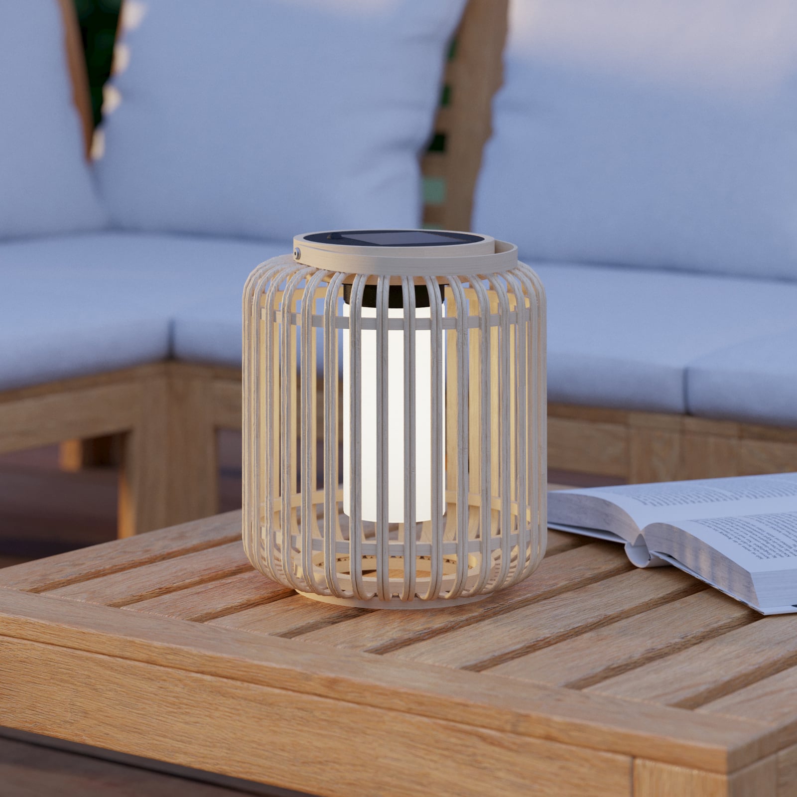 LED solcellelykt Marliano dimbar tre forfra