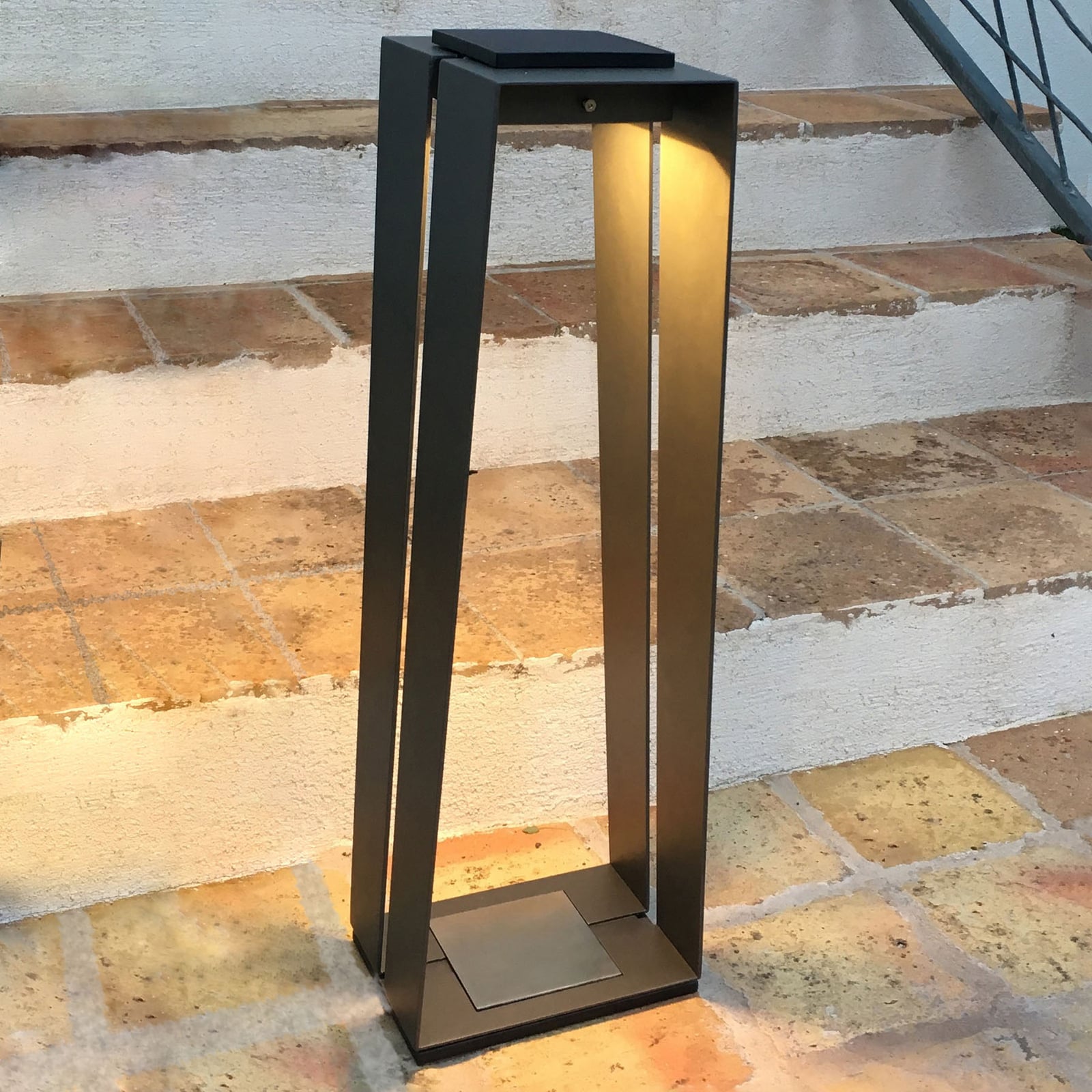 LED solcellelykt Skaal aluminium grå 70 cm bakside