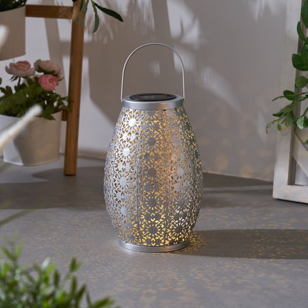 Detalj av LED solcellelykt sølv metall 27 cm IP44 Pauleen