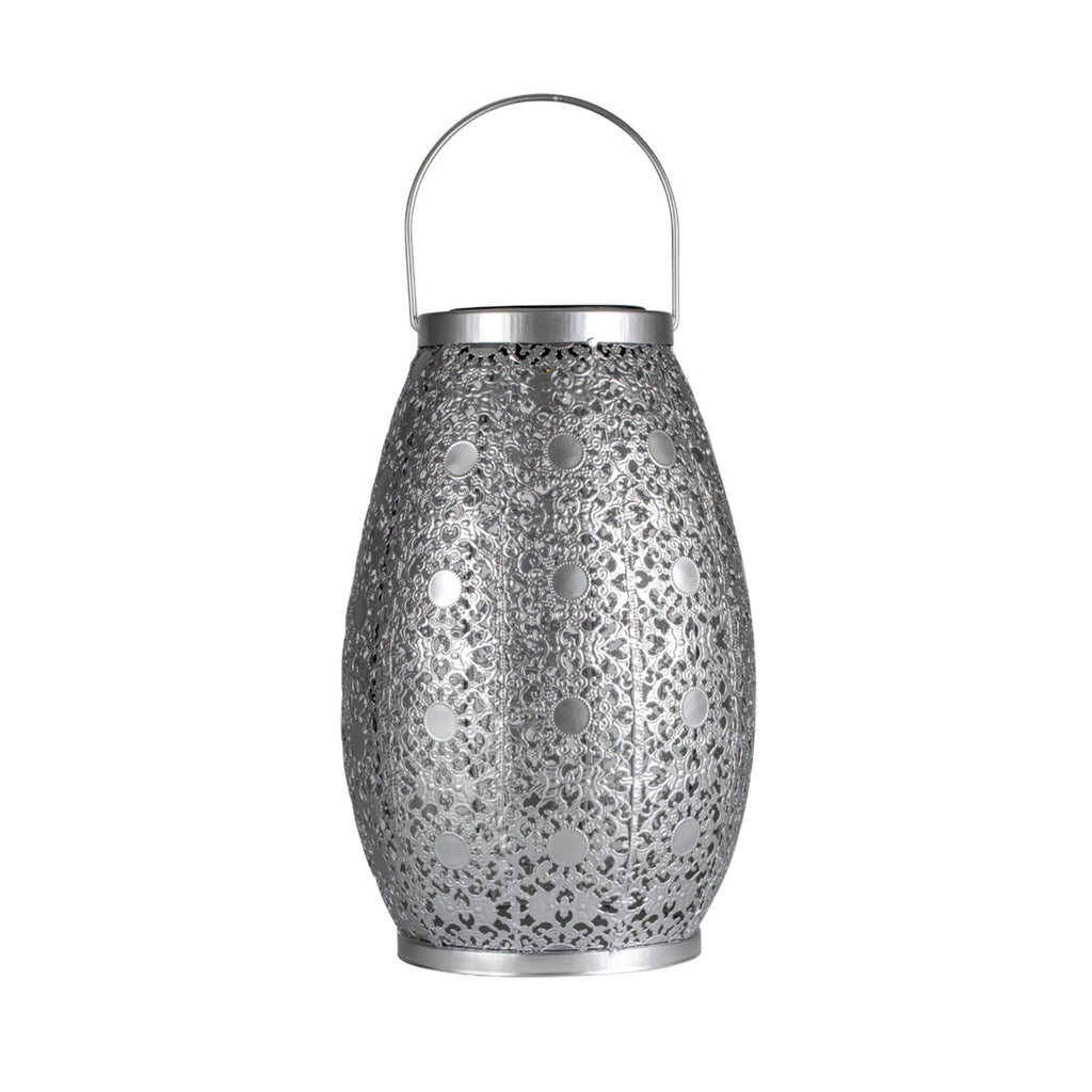 Montert LED solcellelykt sølv metall 27 cm IP44 Pauleen i uterom