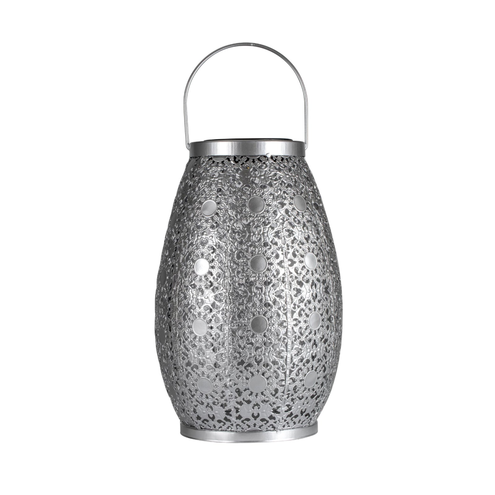 Montert LED solcellelykt sølv metall 27 cm IP44 Pauleen i uterom