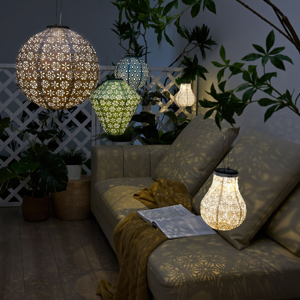 Detalj av LED solcellelykt Sunshine Charm mørkeblå Ø20 cm