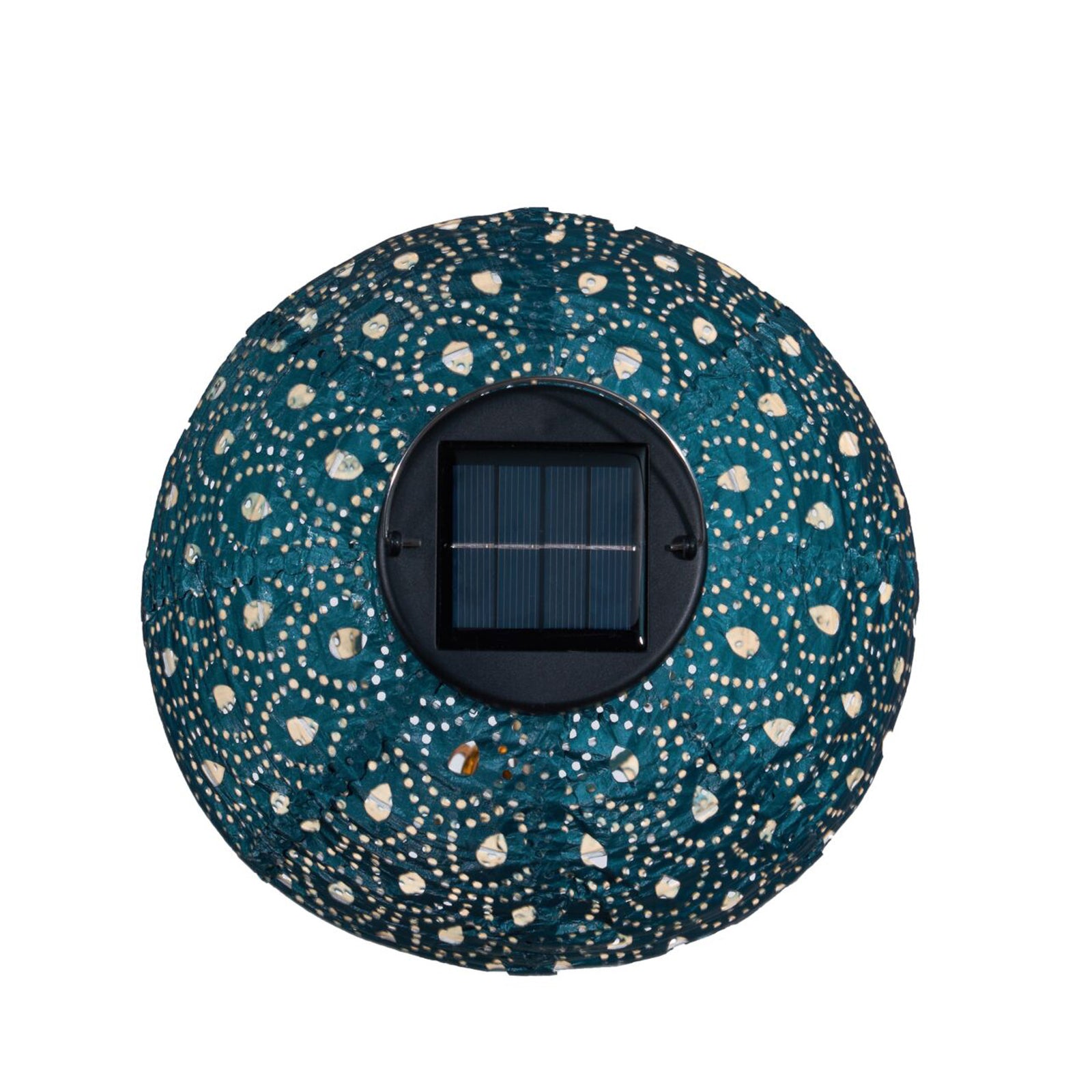 LED solcellelykt Sunshine Charm mørkeblå Ø20 cm hengt i tre