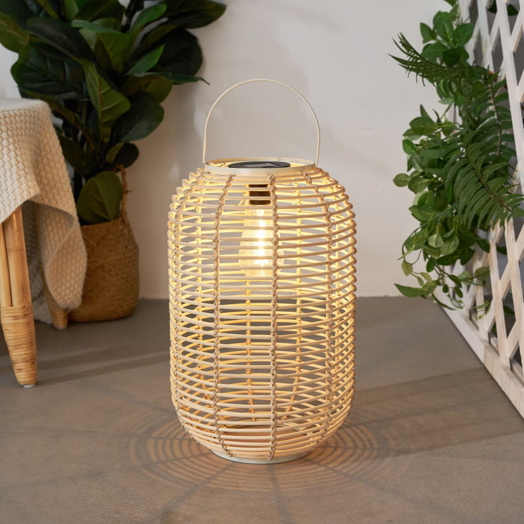 LED solcellelykt Sunshine Nature rattanlook forfra
