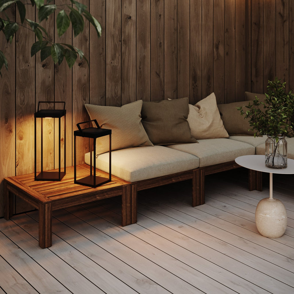 LED solcellelykt svart jern dimbar 42 cm Markslöjd detalj