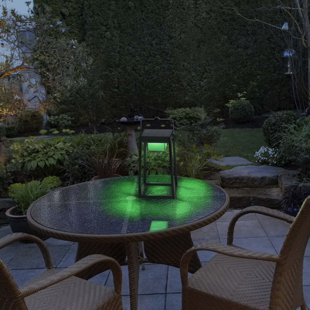 Bakside av LED solcellelykt Table Frame dimbar svart IP44 RGB