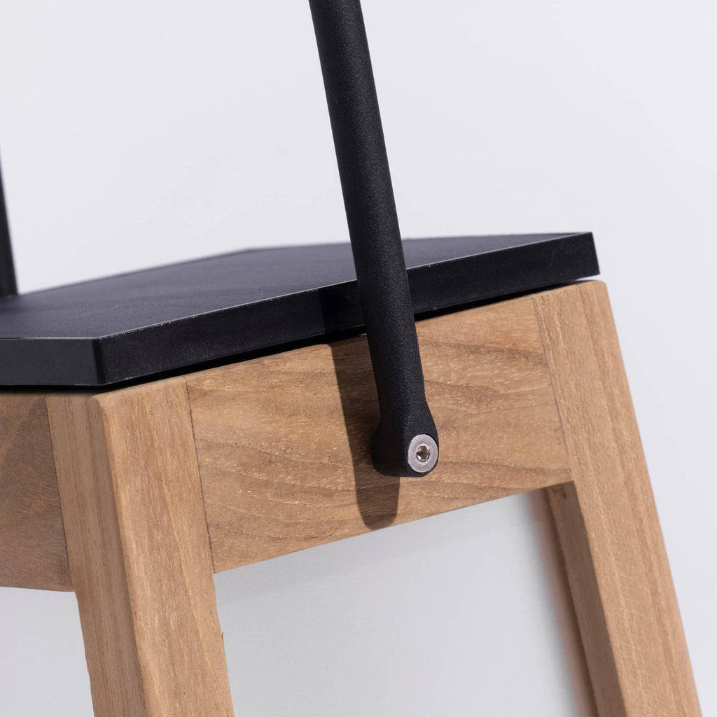 LED solcellelykt Tecka bærbar dimbar teak/aluminium 25 cm bakside