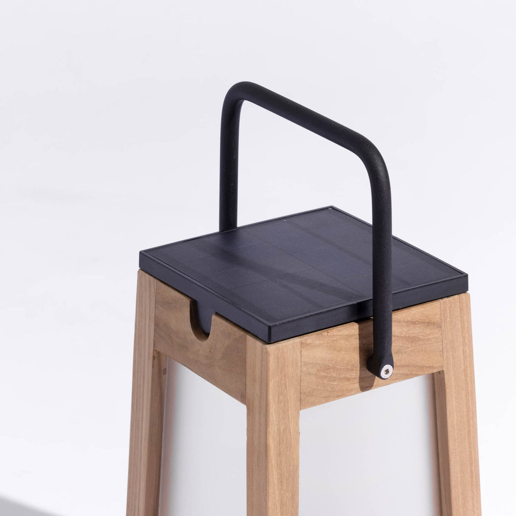 LED solcellelykt Tecka bærbar dimbar teak/aluminium 25 cm montert ute