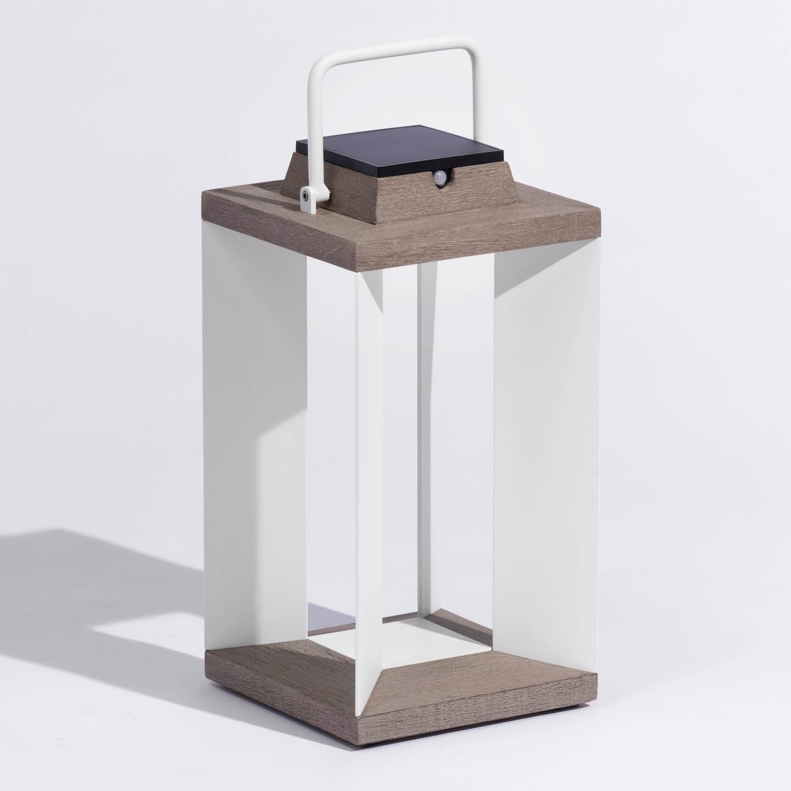 LED solcellelykt Teckalu aluminium hvit 45,5 cm forfra