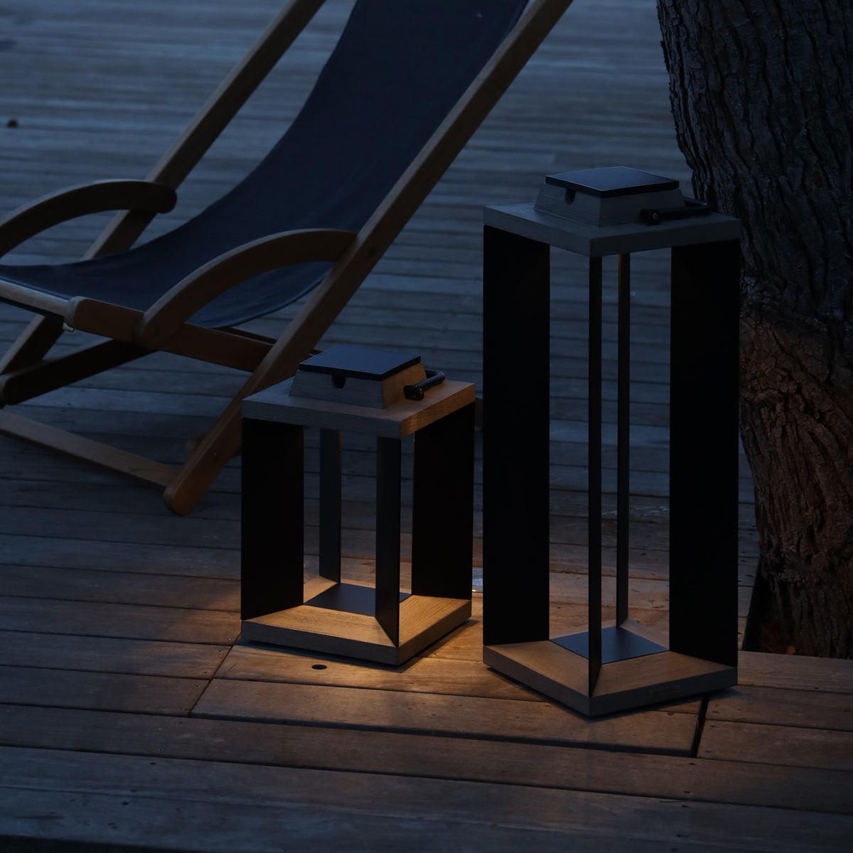 LED solcellelykt Teckalu aluminium svart 36,5 cm bakside