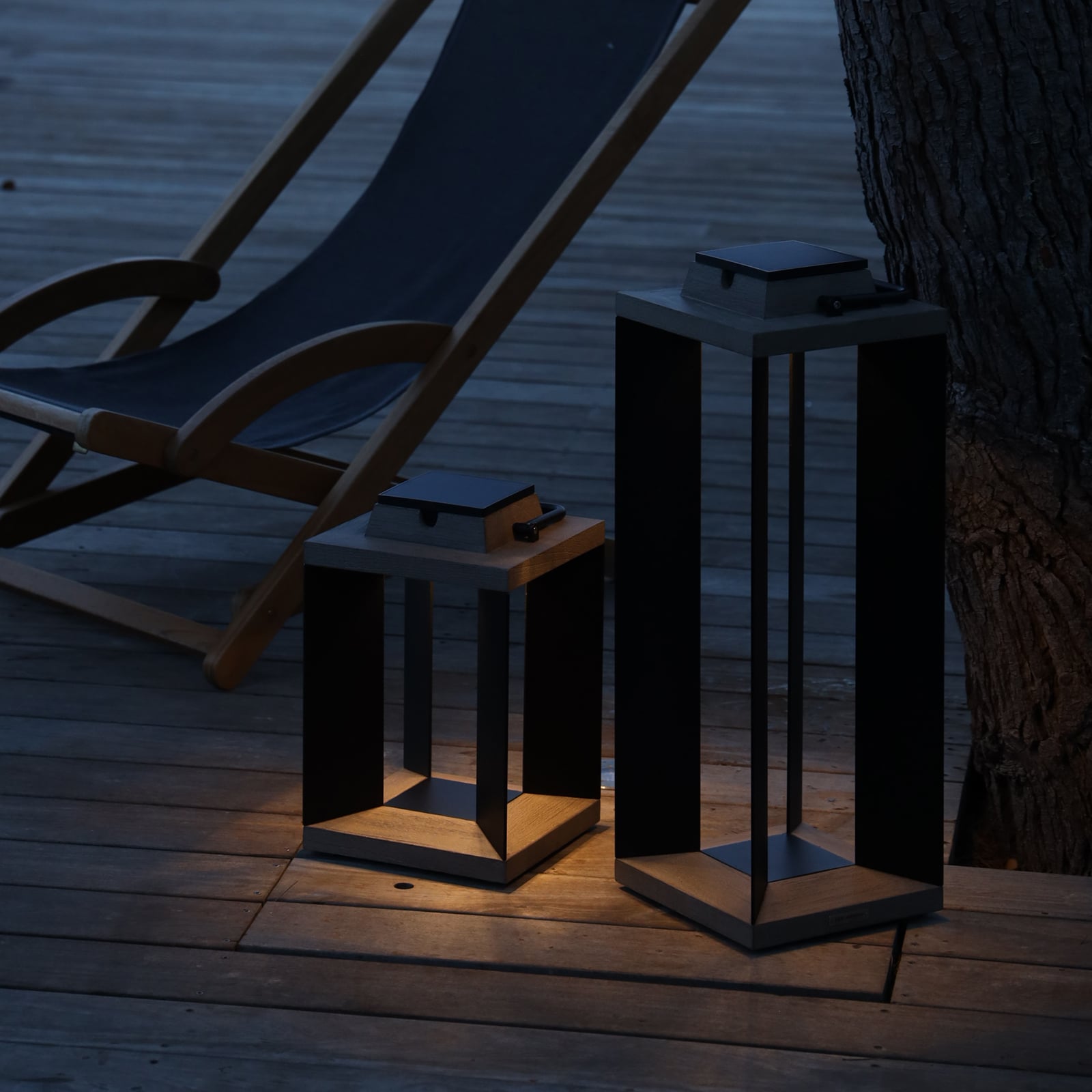LED solcellelykt Teckalu svart aluminium bakside