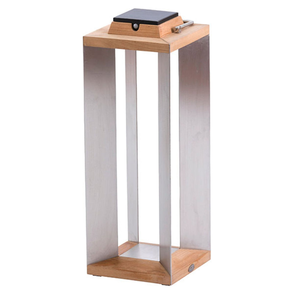 LED solcellelykt Teckinox teak/stål 65,5 cm IP55 forfra