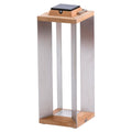 LED solcellelykt Teckinox teak/stål 65,5 cm IP55 forfra