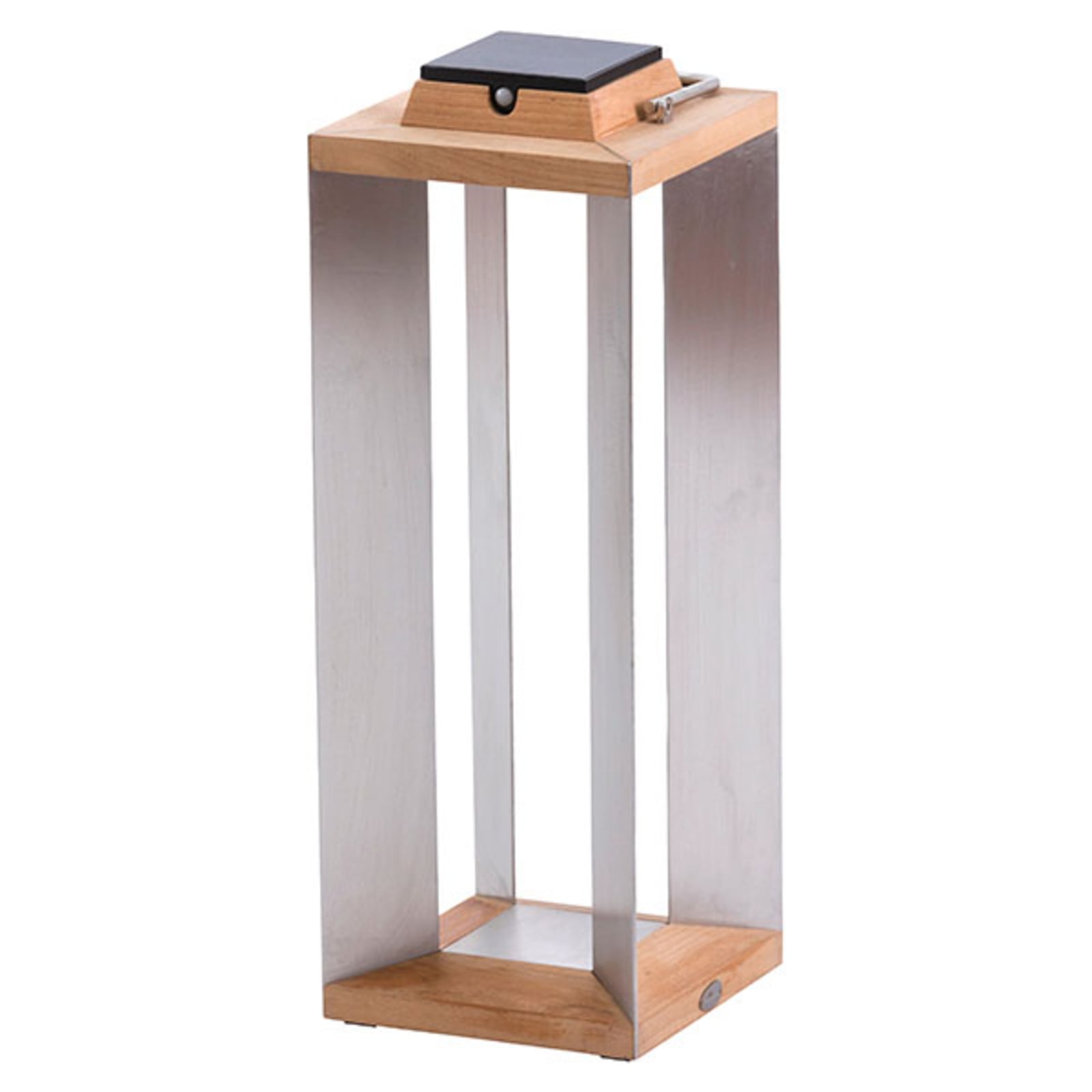 LED solcellelykt Teckinox teak/stål 65,5 cm IP55 forfra