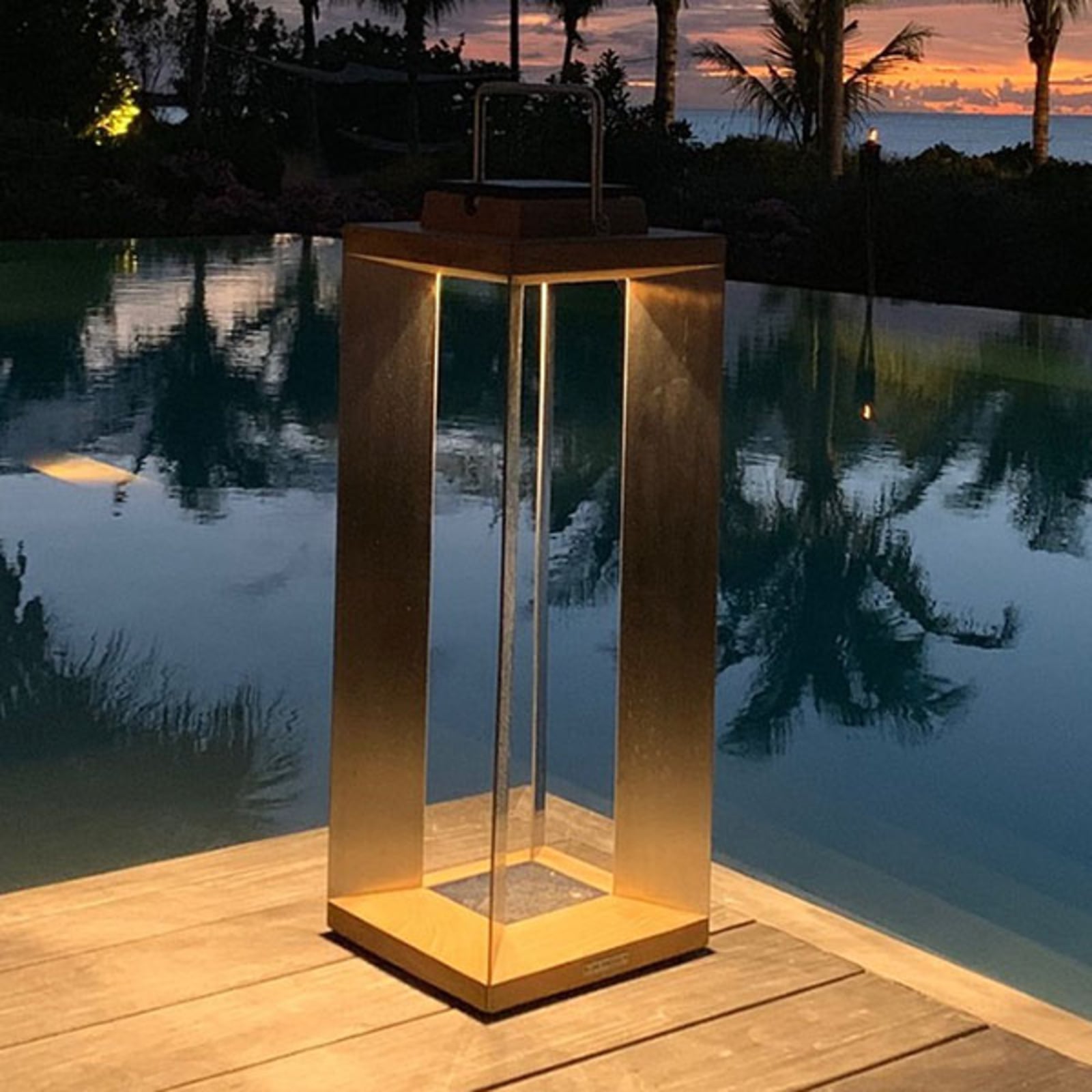LED solcellelykt Teckinox teak/stål 65,5 cm IP55 detalj av materiale