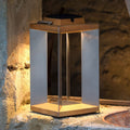 LED solcellelykt Teckinox teak/stål dimbar forside