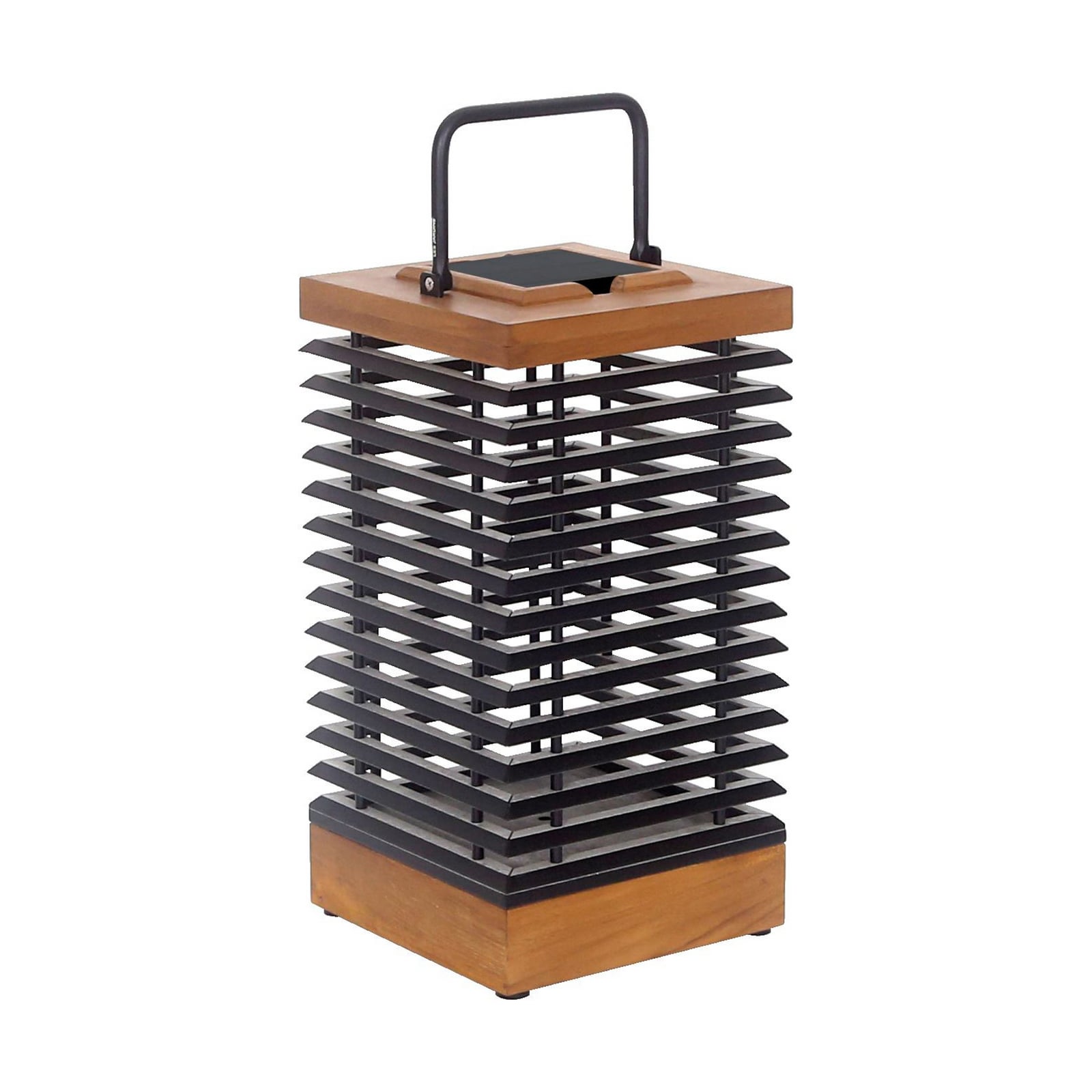 LED solcellelykt Tekura teak/grå dimbar 46,5 cm IP66 sett forfra