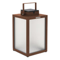 LED solcellelykt Tradition aluminium corten H40 cm IP55 fra Les Jardins sett forfra