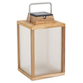 LED solcellelykt Tradition teaktre dimbar H40 cm IP55 forfra