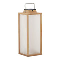 LED solcellelykt Tradition teaktre dimbar H65 cm IP55 forfra