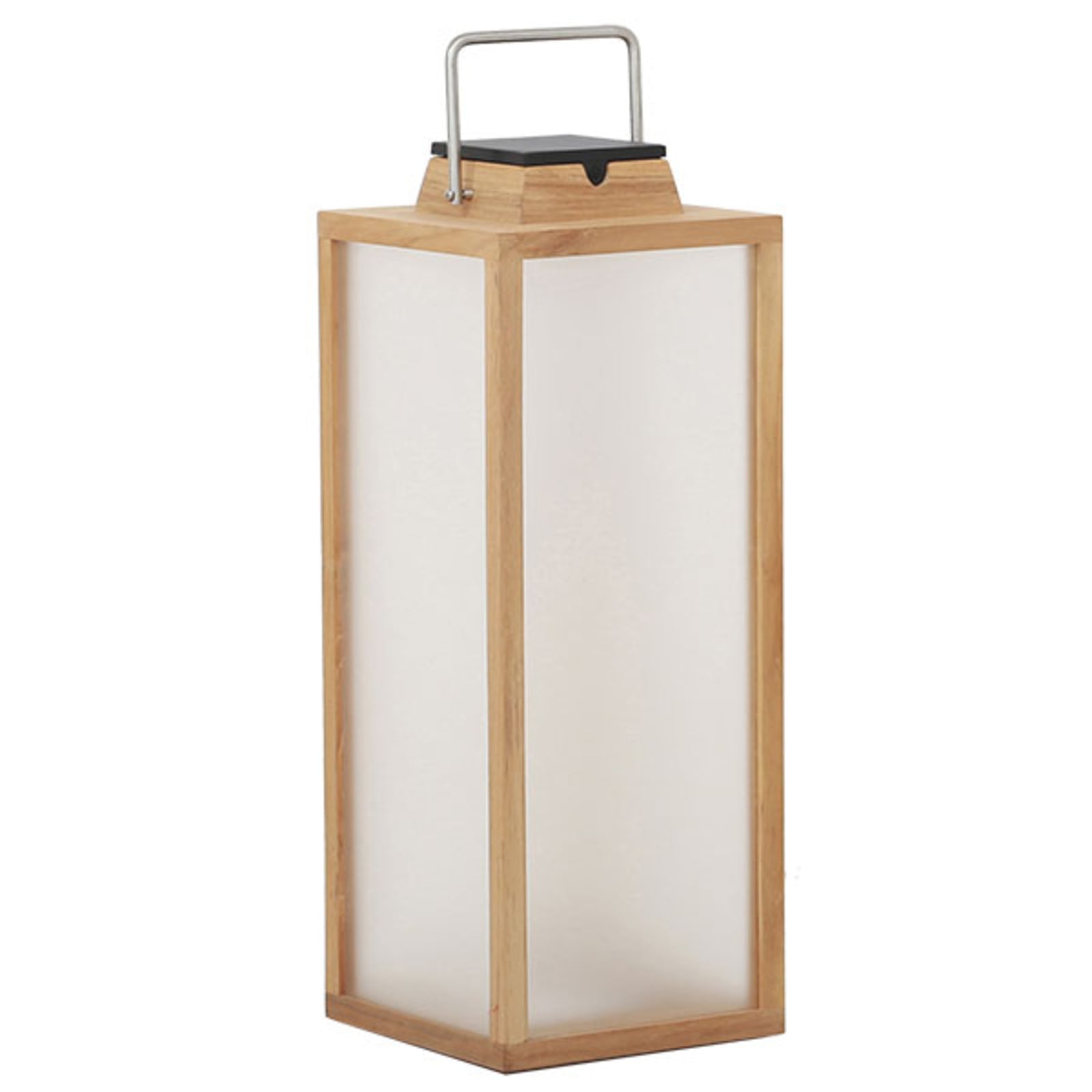 LED solcellelykt Tradition teaktre dimbar H65 cm IP55 detalj av treverk