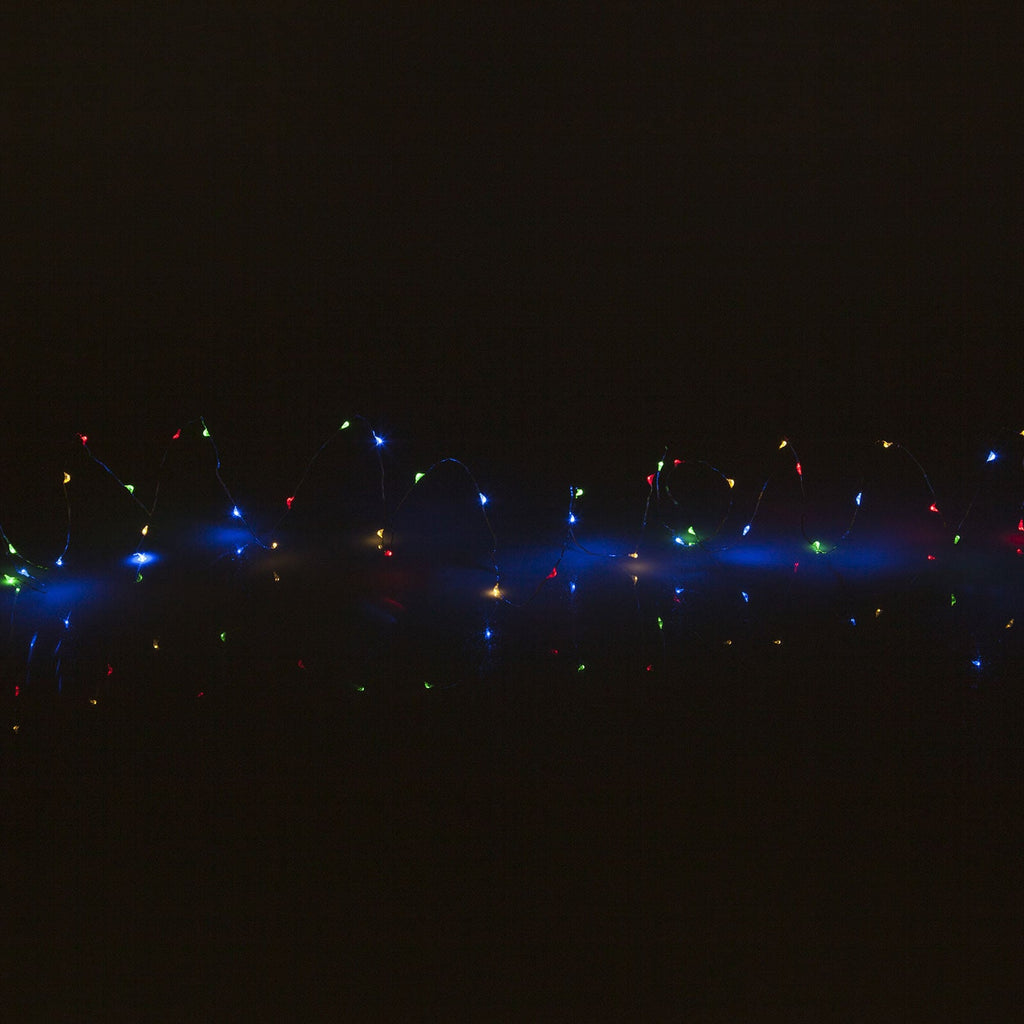 LED solcellelyslenke Dew Drop fargeskiftende RGB IP44 nærbilde av ledning