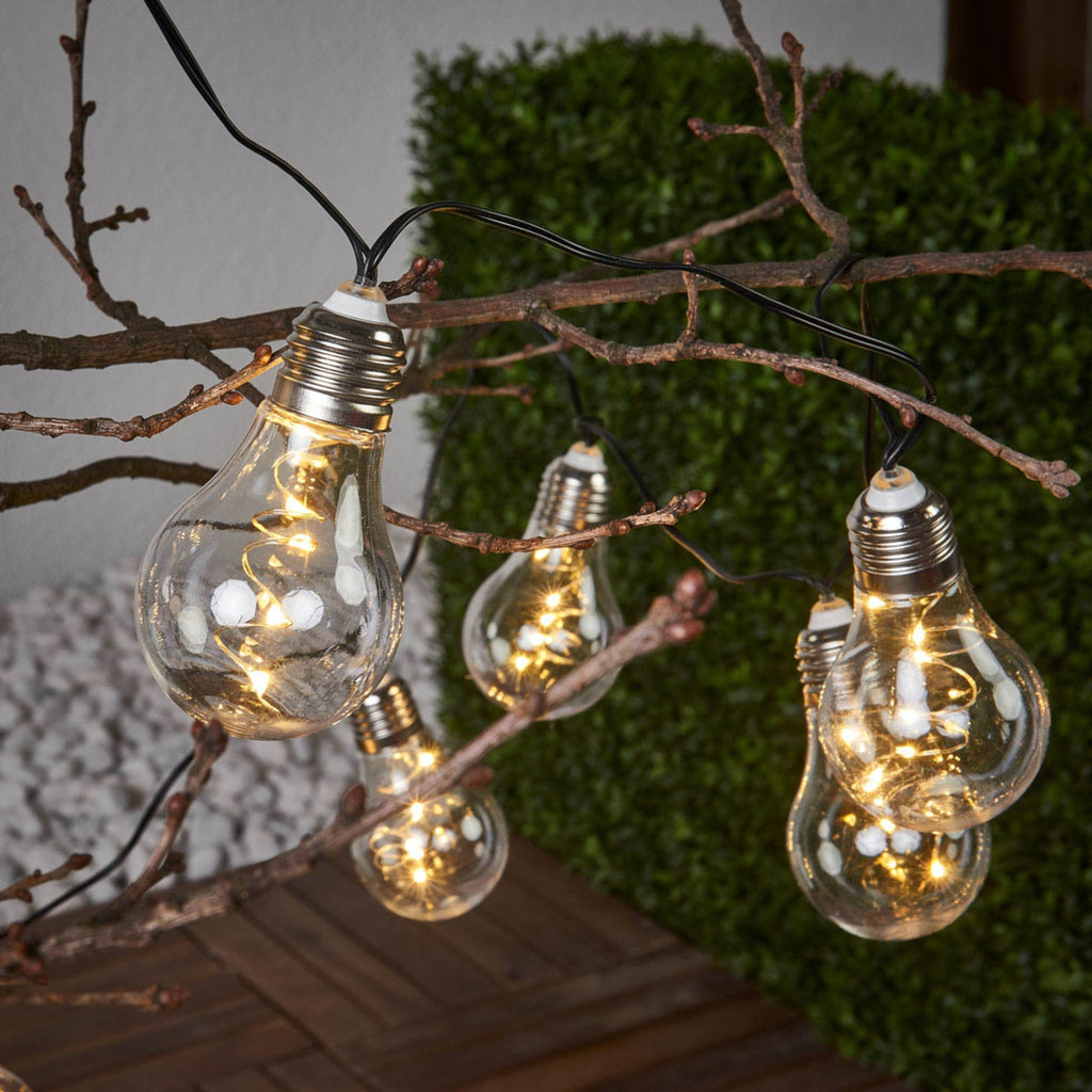 LED solcellelyslenke Glow klar varmhvit 190 cm IP44 forfra
