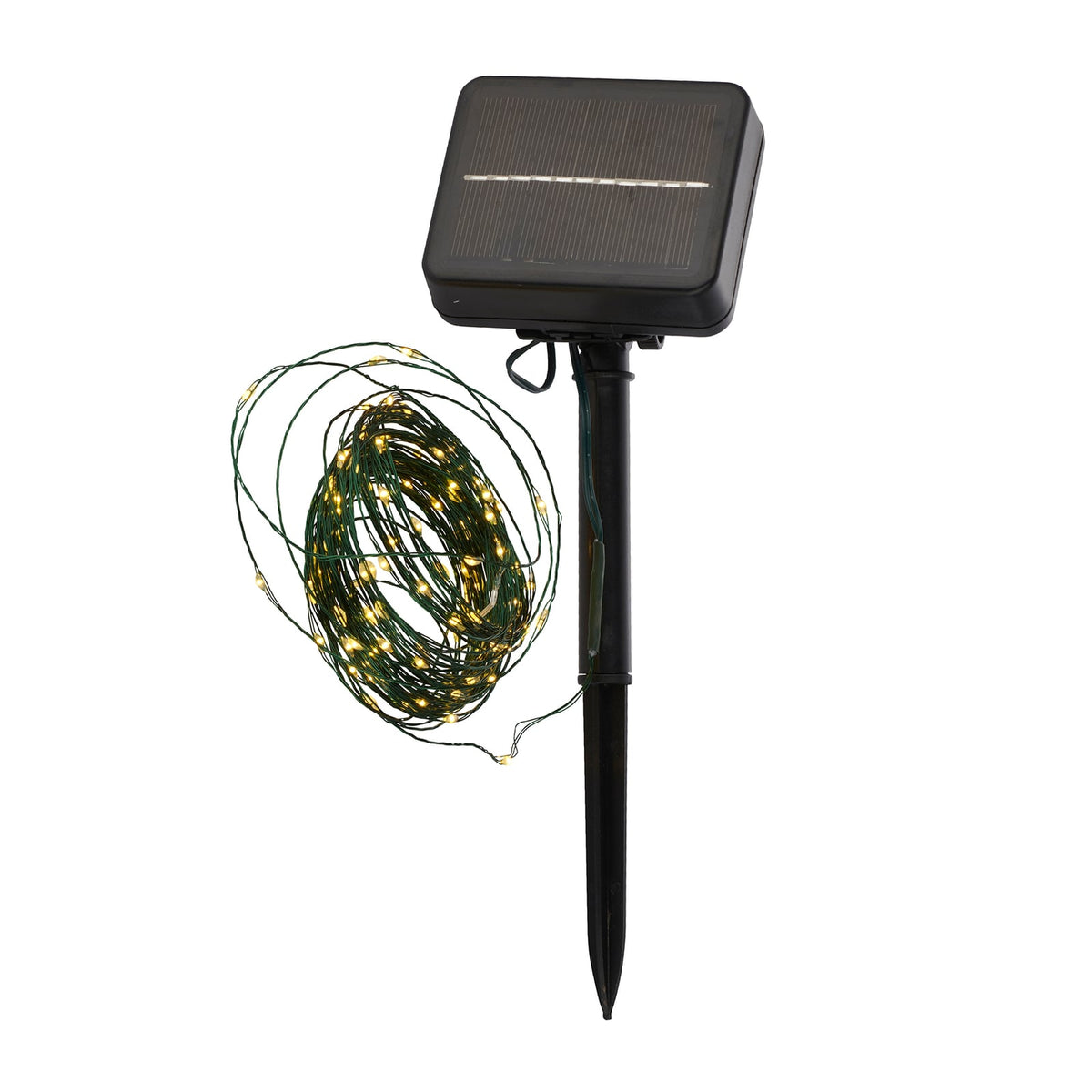LED solcellelyslenke Knirke Solar 7,9 m 80 LED varmhvit forfra
