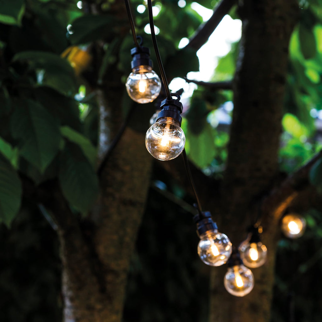 LED solcellelyslenke Lucas startsett 10 lys IP44 klar detalj av lys