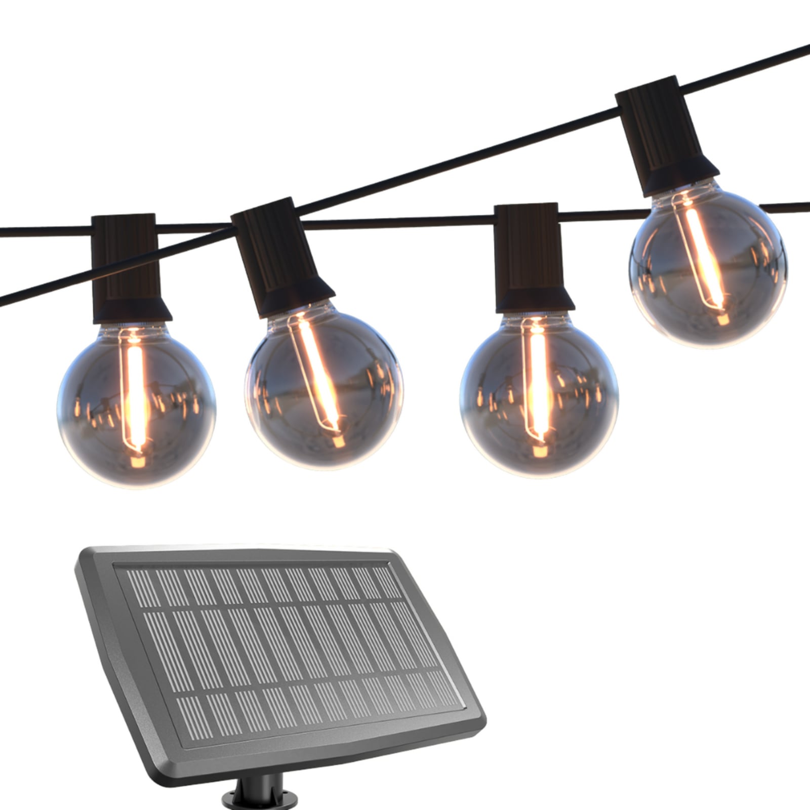 Detalj av LED solcellelyslenke Vista 10 m dimbar med fjernkontroll IP44