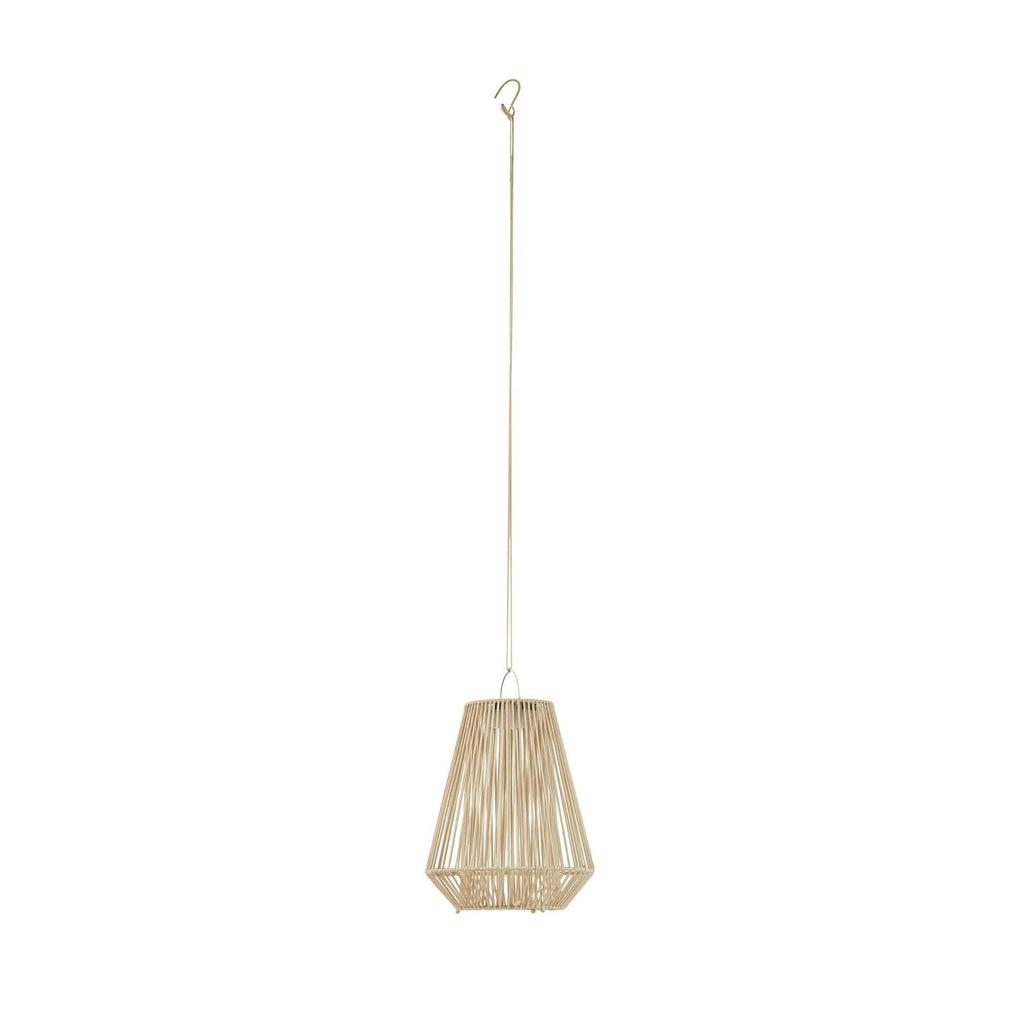 LED solcellependellampe Austas beige dimbar lysdetalj