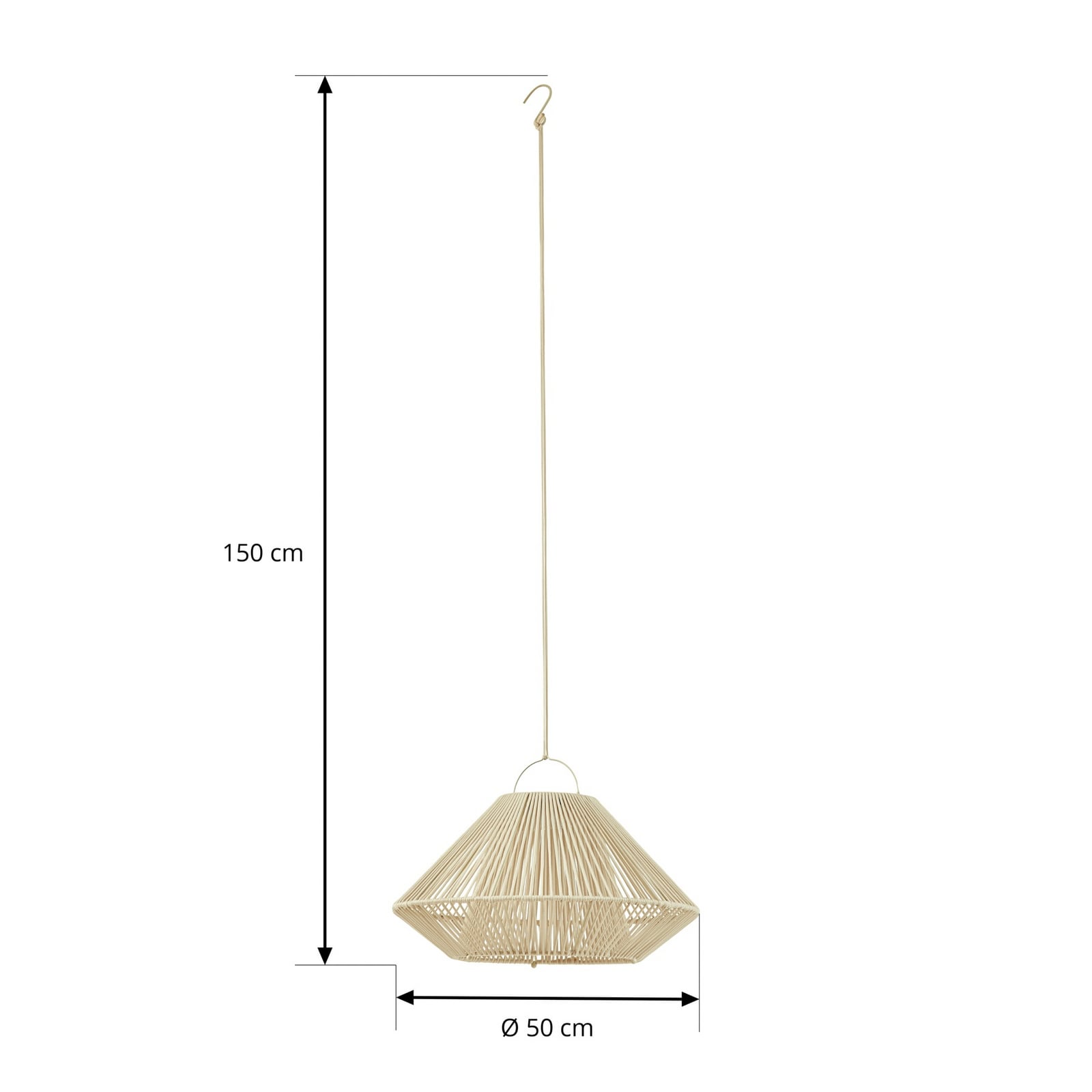 Detalj av LED solcellependellampe Austas beige dimbar