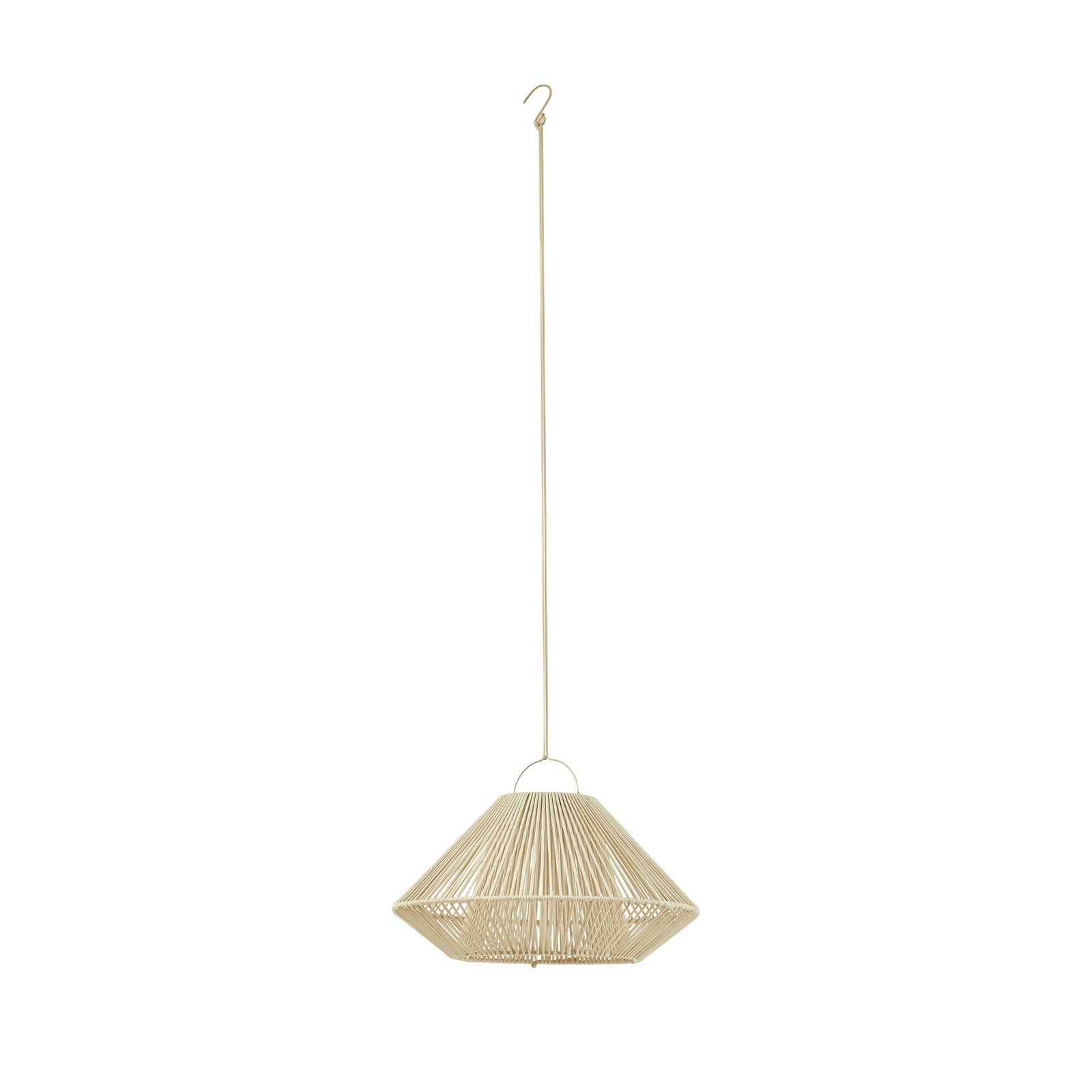 Nærbilde av LED solcellependellampe Austas beige dimbar