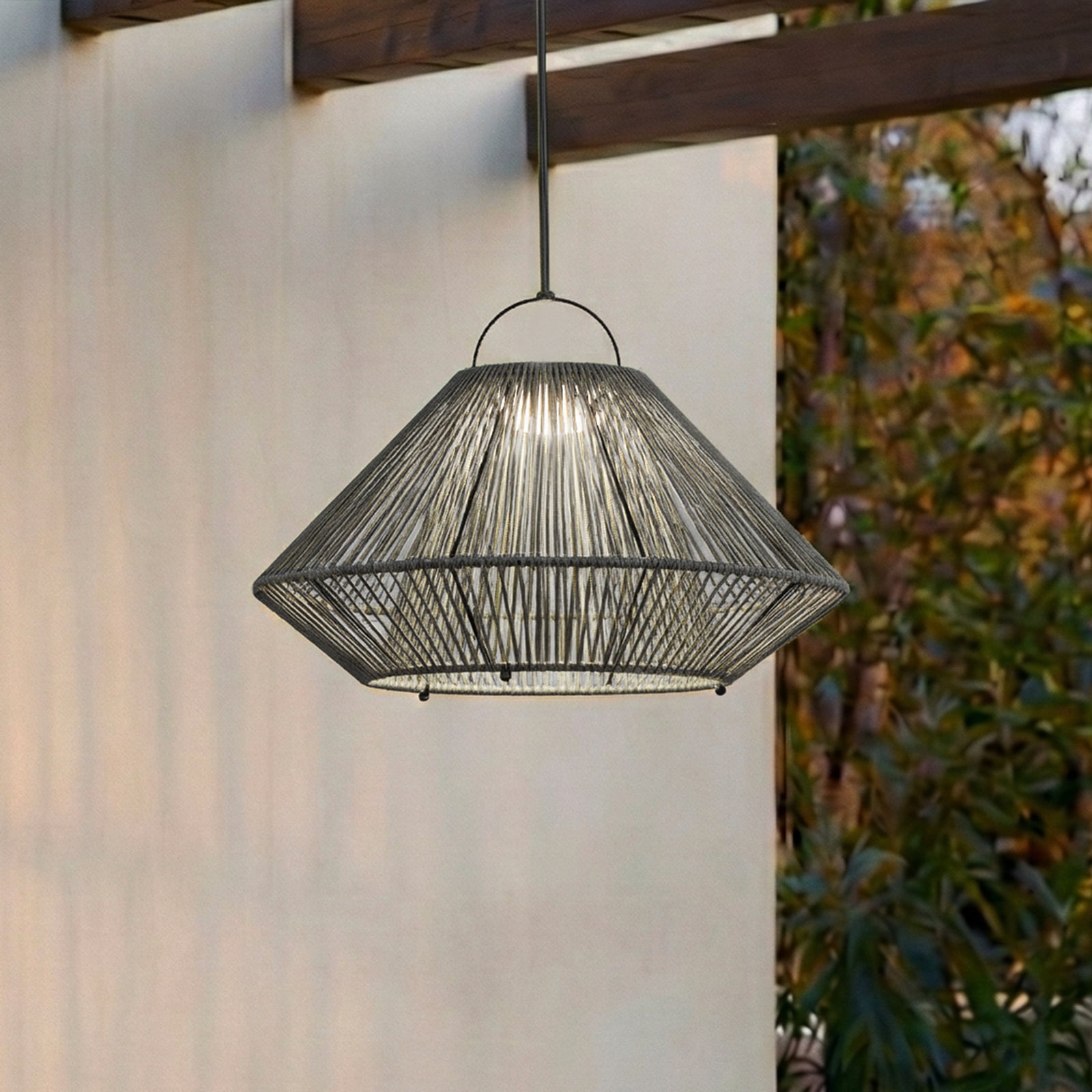LED solcellependellampe Austas grå dimbar Ø50 cm IP54 forfra