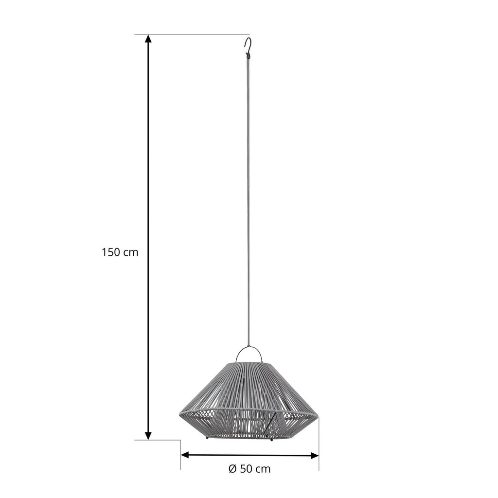 Detalj av LED solcellependellampe Austas grå dimbar Ø50 cm IP54