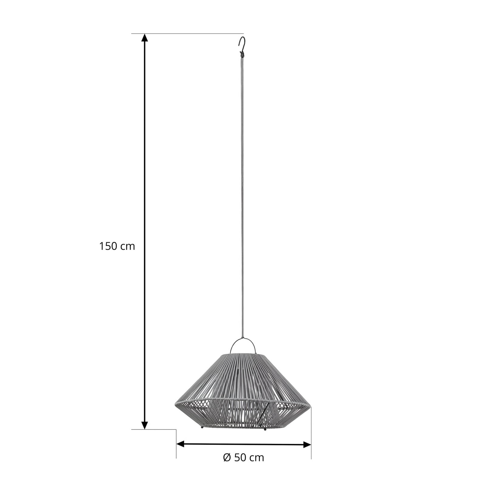 Detalj av LED solcellependellampe Austas grå dimbar Ø50 cm IP54