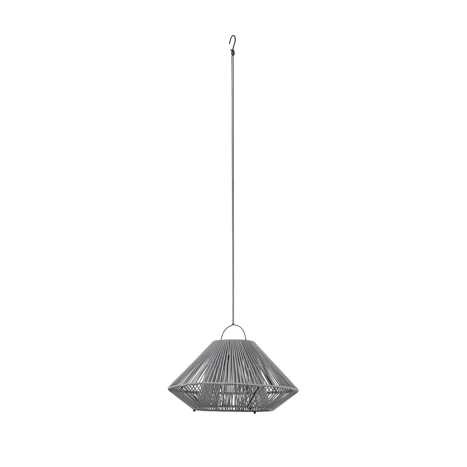 Nærbilde av LED solcellependellampe Austas grå dimbar Ø50 cm IP54