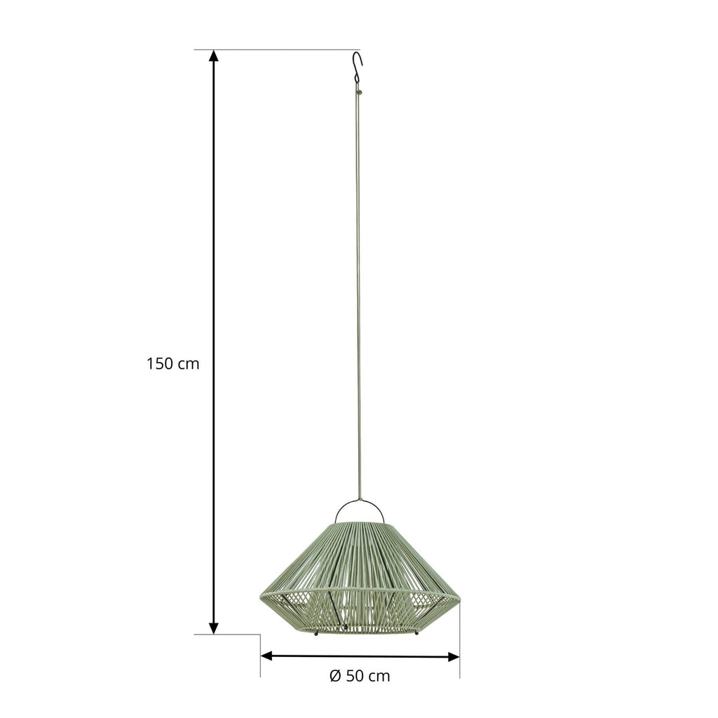 Detalj av LED solcellependellampe Austas grønn dimbar Ø50 cm IP54