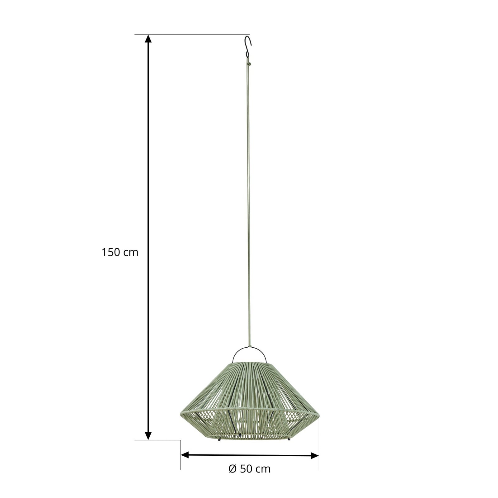 Detalj av LED solcellependellampe Austas grønn dimbar Ø50 cm IP54