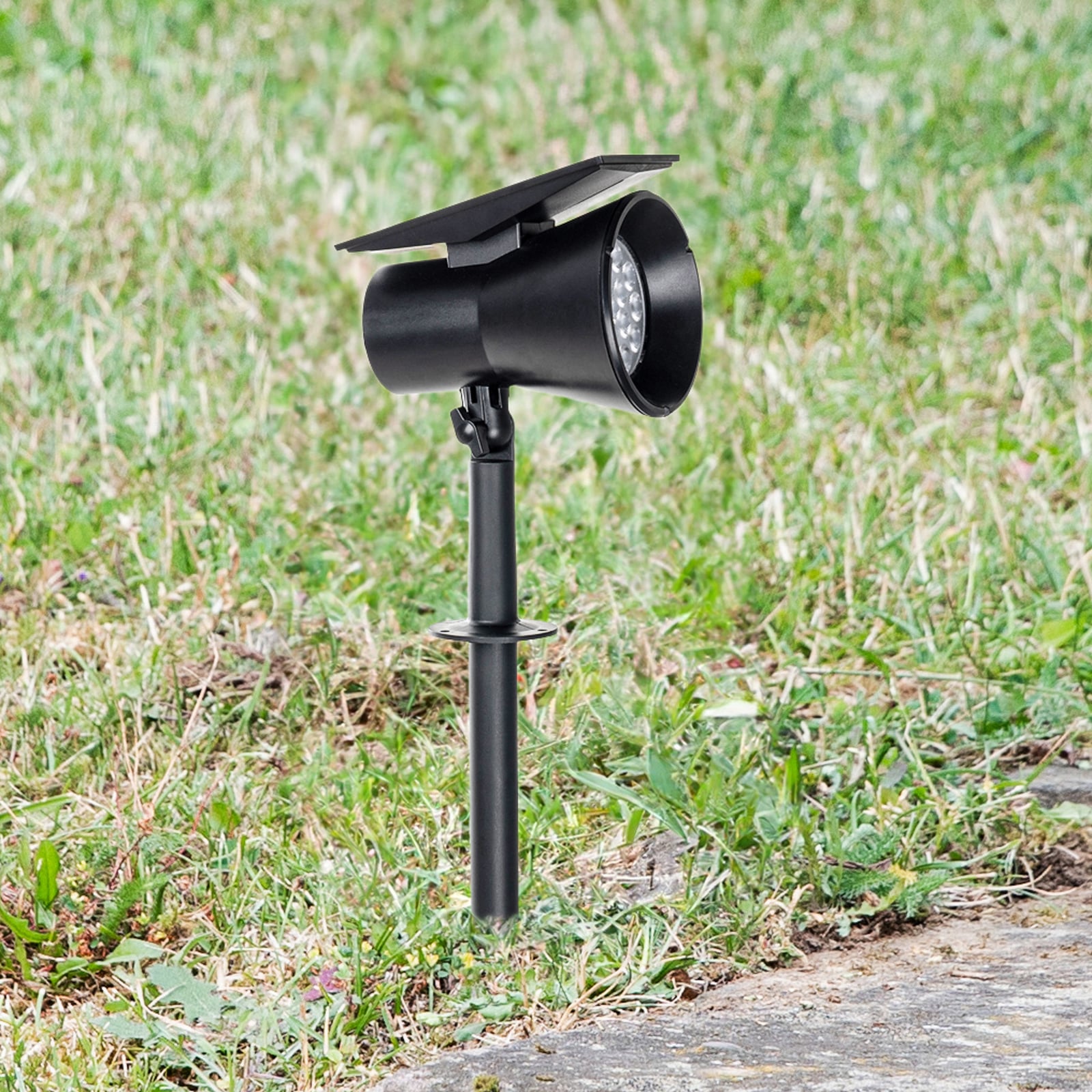 LED solcellespot Birko med jordspyd svart 56 cm forfra