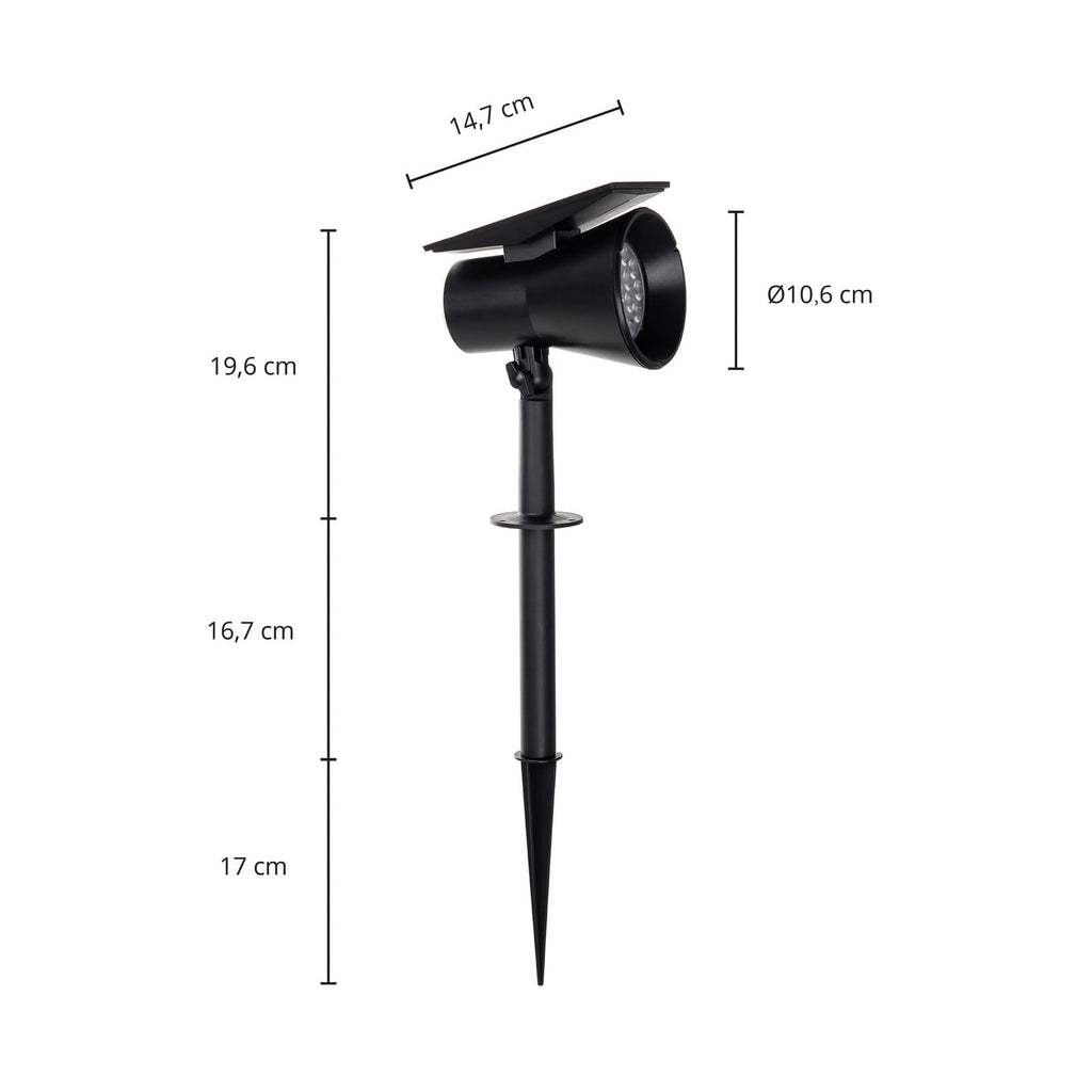 LED solcellespot Birko med jordspyd svart 56 cm lysutslipp