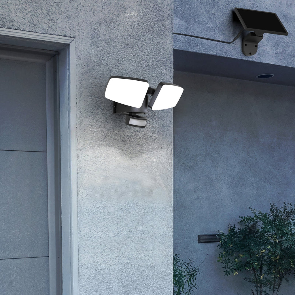 LED solcellespot Duplex 2-lys hjørnemontering IP54 bakside