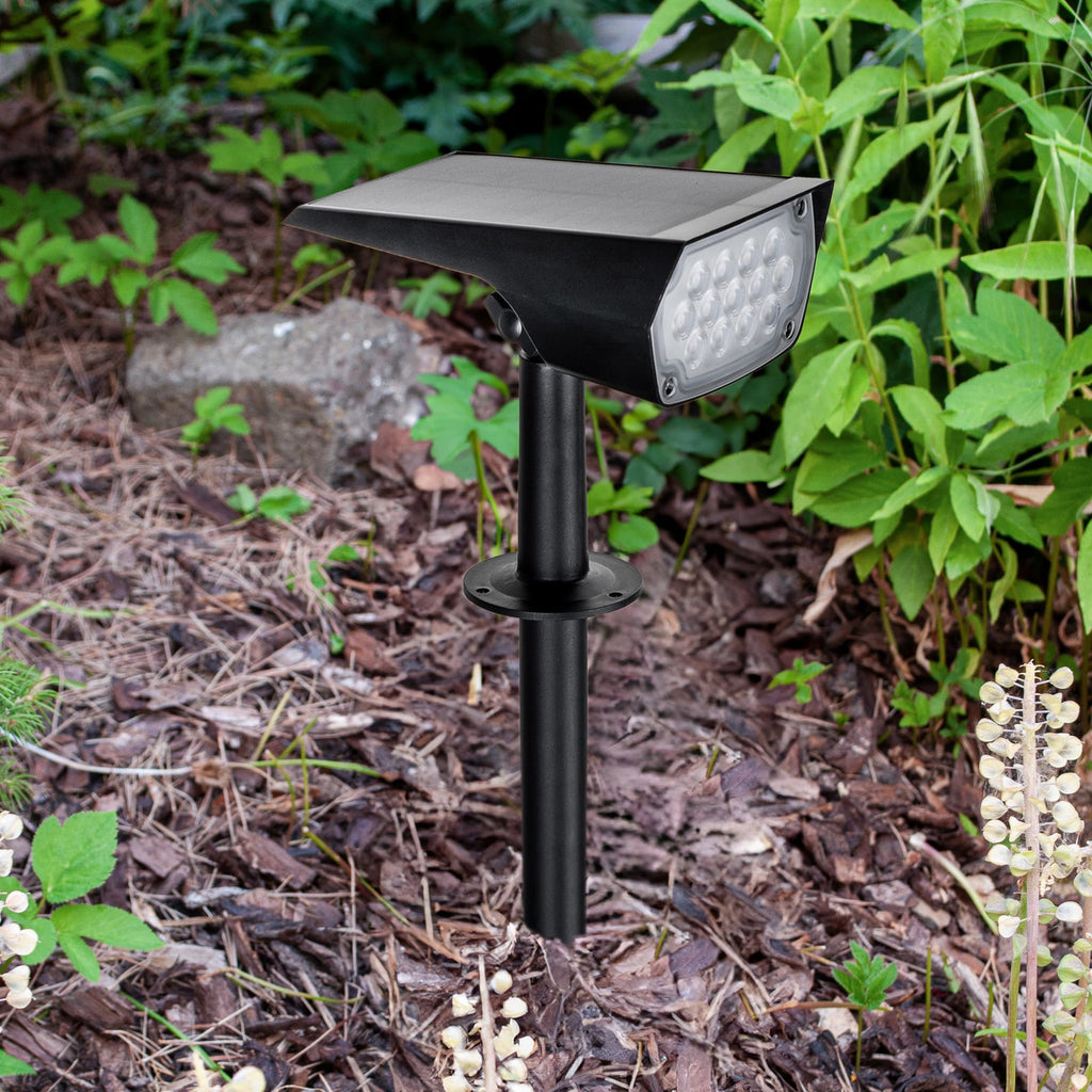 LED solcellespot Helier med jordspyd svart sett forfra