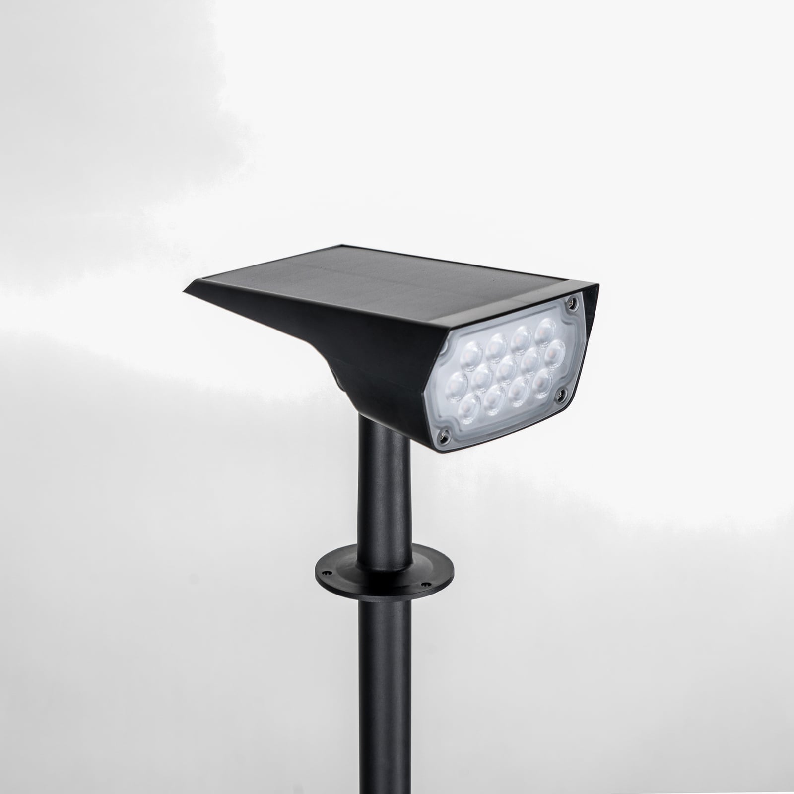 LED solcellespot Helier med jordspyd svart nærbilde av LED-lyskilde