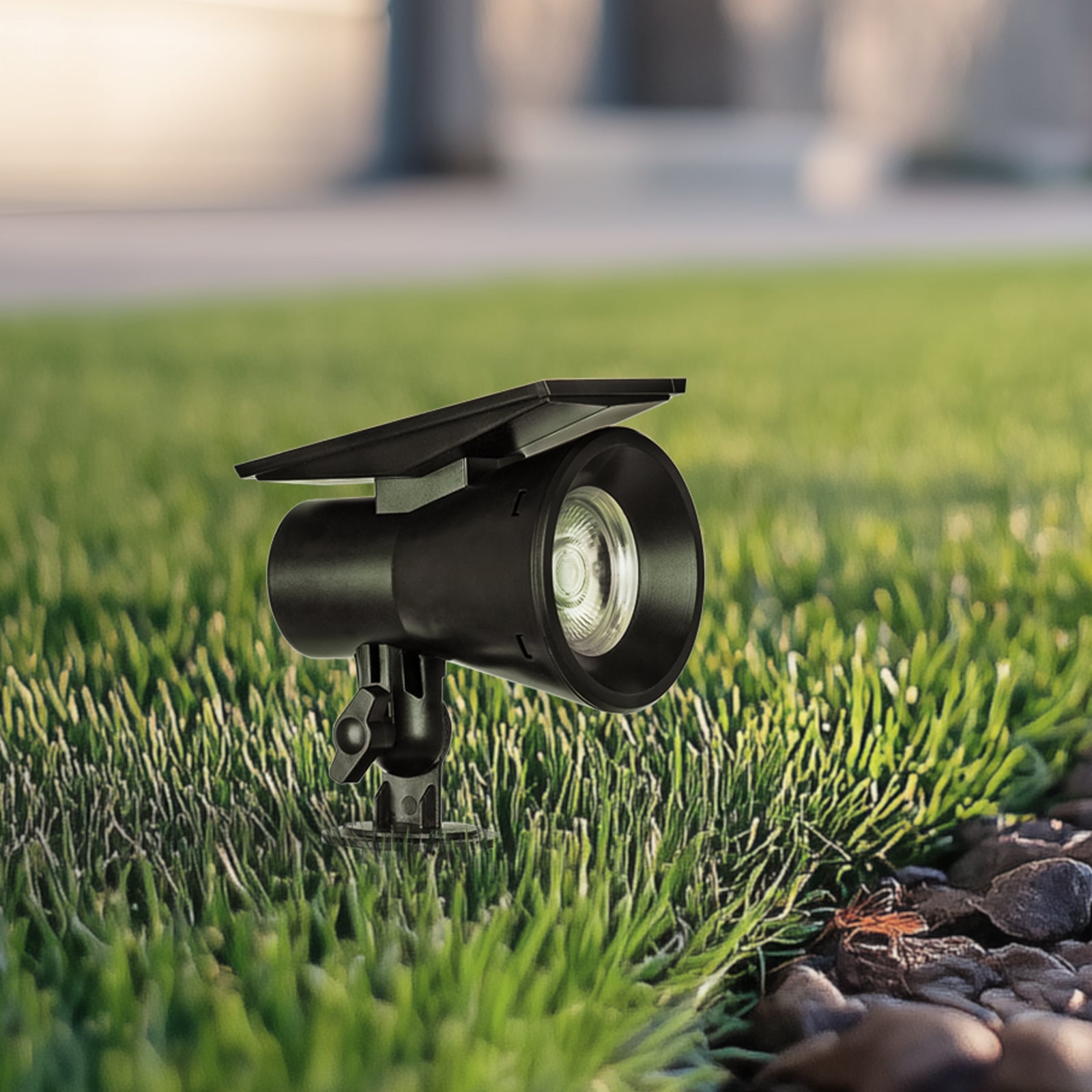LED solcellespot Jostiras med jordspyd svart IP54 forfra