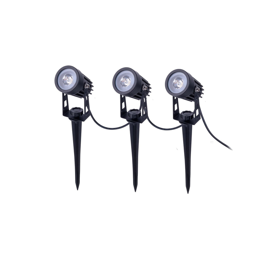 LED solcellespot med spyd svart 3-pk dimbar IP44 - Näve forfra
