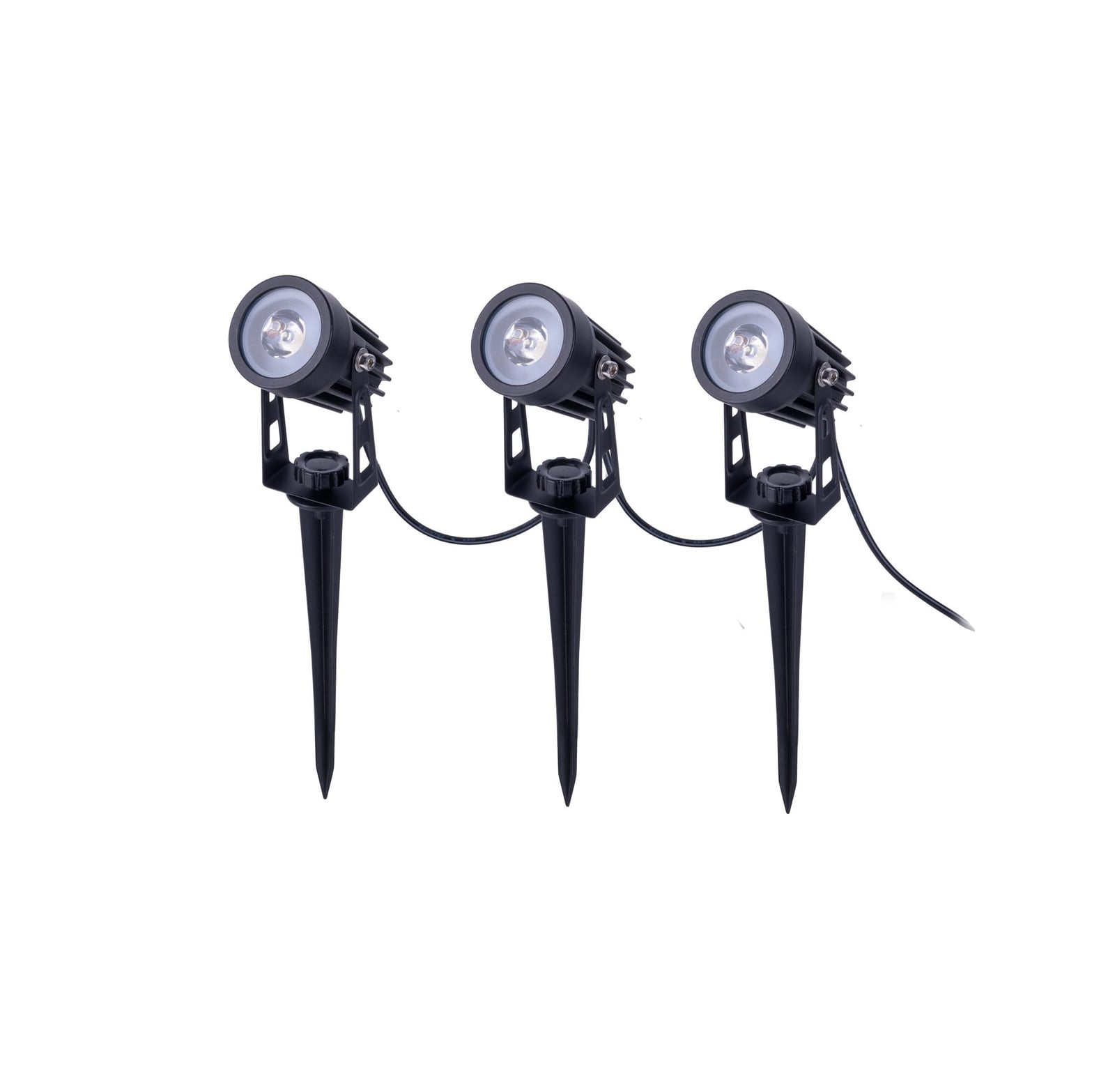LED solcellespot med spyd svart 3-pk dimbar IP44 - Näve forfra