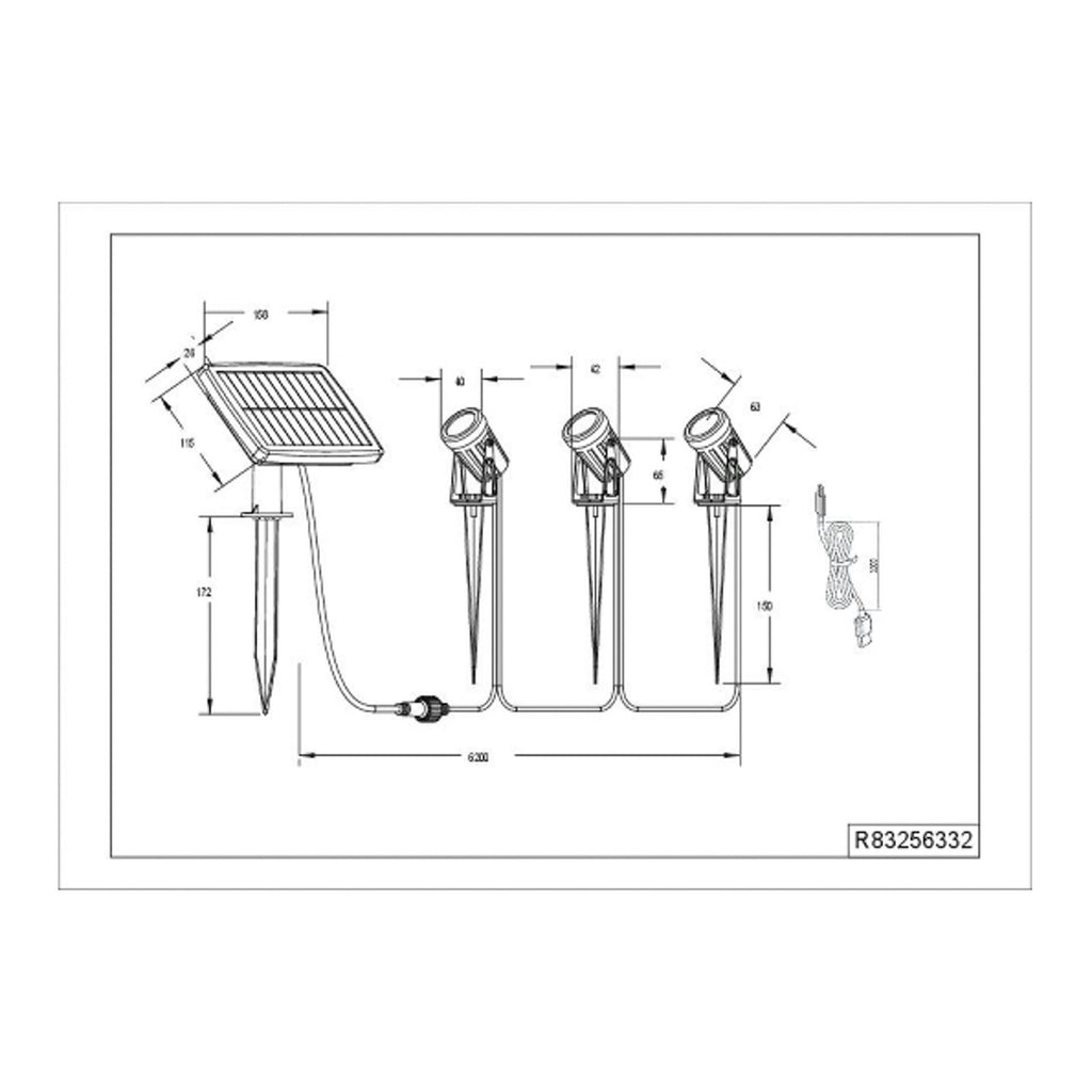 LED solcellespot Obidos 3-pack svart matt aluminium detalj